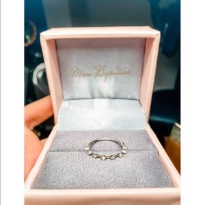 14k VANILLA GOLD & DIAMOND dainty stackable half eternity band